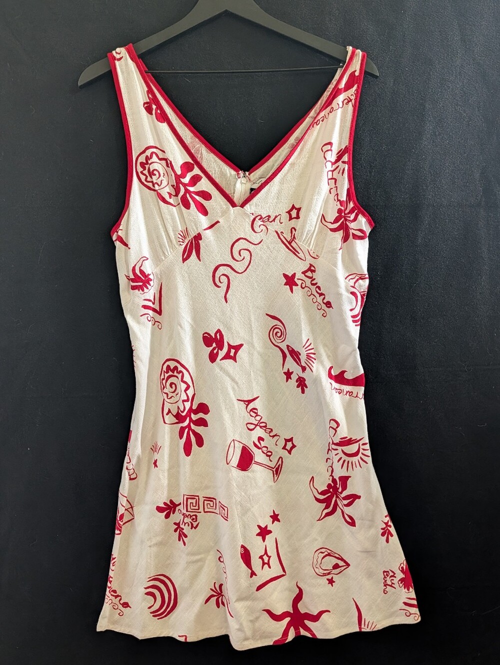 Petal + Pup NWT Biarritz Dress Large Red White Linen Blend Summer Mini Vacation